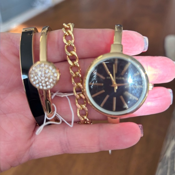 Anne Klein Accessories - Anne Klein Gold and Black Women's Watch Stacking Set
